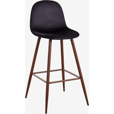 SKLUM Glamm-Hocker aus Samt  ↑75 cm       Schwarz  Dunkles Holz                        