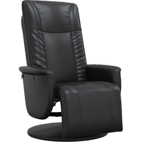 Un fauteuil inclinable avec repose-pieds, en similicuir noir. (1/5)