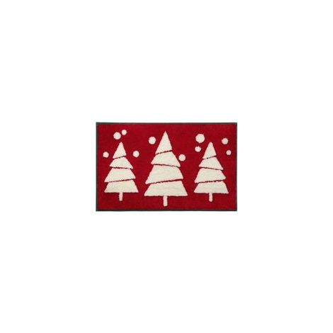 Tapis de bain rouge décoratif pour salle de bain de Noël, tapis de bain mignon, antidérapant et amusant, en peluche, absorbant et lavable, 40 x 60 cm (1/5)