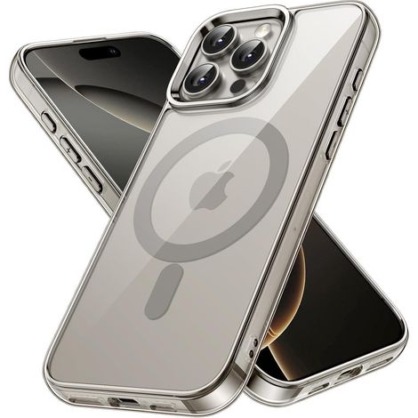 Handyhülle iPhone 16 Pro MagSafe Stoßfest Transparent Titan Natur (1/5)