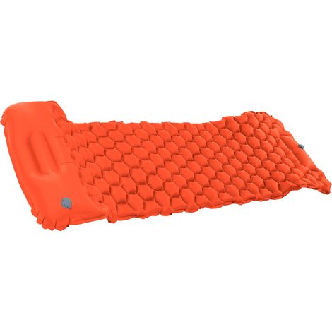 Tapis de sol gonflable pour camping, coussin à pied pour tente, randonnée et voyage, matelas orange (1/5)