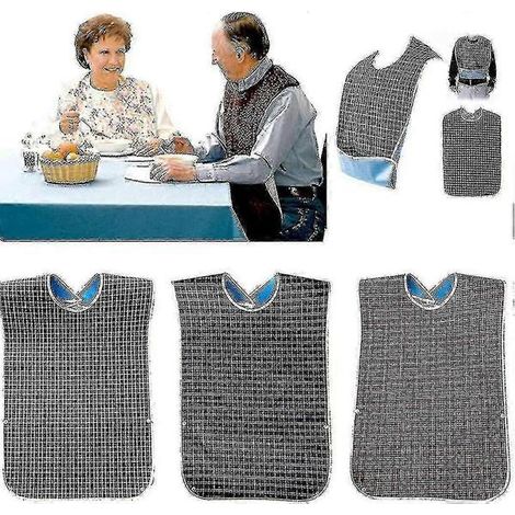 Lot de 3 bavoirs adultes avec protection anti-miettes - Bavoir lavable pour adulte, grande taille (1/4)