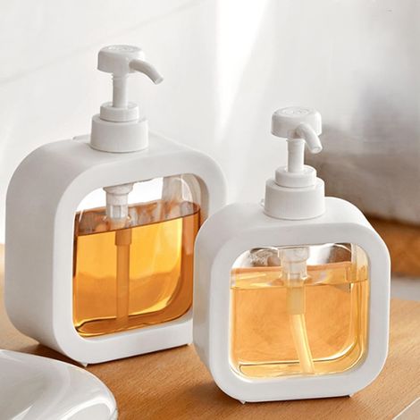 Dispensador de jabón recargable para cocina y baño, con bandejas antifugas, dispensador de líquido, 300 ml, 2 piezas