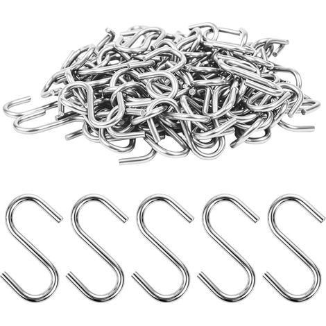 Packung mit 100 S-Haken aus Edelstahl 304 (28 x 12 x 2 mm) für Küche, Bad, Werkstatt und Garten. Robuste S-Haken für Heimwerkerprojekte und zur Aufbewahrung. (1/5)