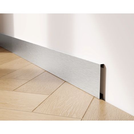 Sockelleiste FC aus Edelstahl 80 mm x 2700 mm - Silber satiniert