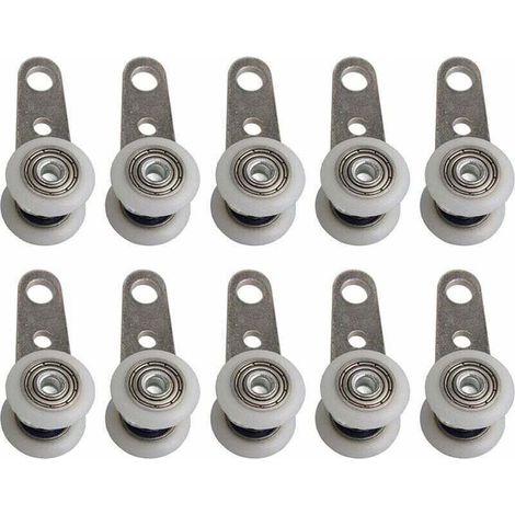 Lot De 10 Roulettes Pour Baies Vitrées Ou Portes Coulissantes - En Métal Et En Plastique - 4,5X 1,9Cm (1/4)