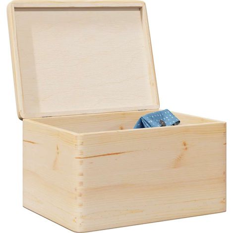 Boîte en bois avec couvercle-Coffre de rangement-Stockage Rangement 40x30x23 cm bois de pin massif 191170
