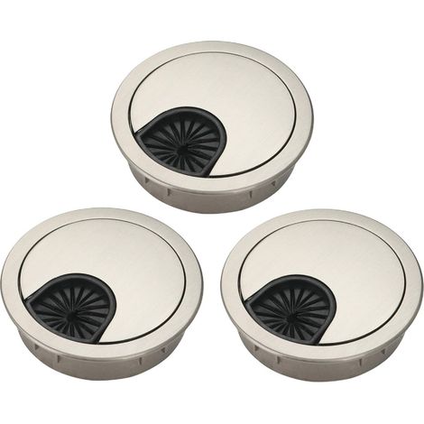 Oeillets de bureau, cache-câbles pour la maison et le bureau (argent brossé, 3 pièces) (1/5)