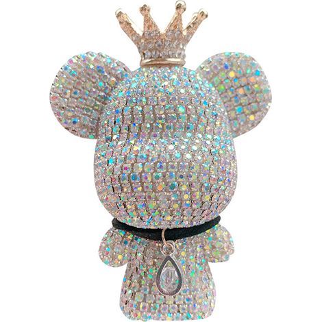 Désodorisant de voiture pour décoration de ventilation, ours en strass scintillant avec Clip et tablette de parfum, accessoires suspendus d'intérieur (1/4)