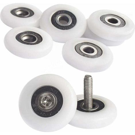 Lot de 8 poulies de douche pour porte de douche - Roulettes de 25 mm - Rouilles de cabine de douche - Avec vis TRIMEC (1/4)