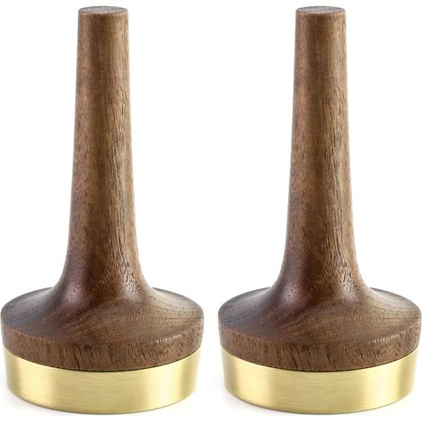 Lot de 2 supports de bague en bois de noyer noir avec support en laiton pour bijoux, cadeau de mariage et anniversaire de mariage (1/5)
