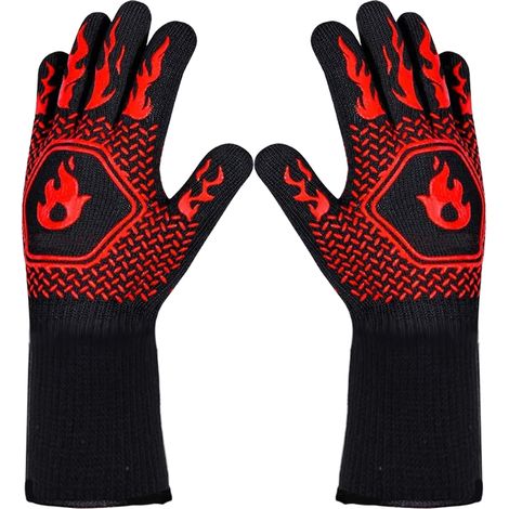 Gants De Cuisine - Résistants À La Chaleur Jusqu'à 500 °C - Pour Four Et Grill - Avec Protection Des Poignets - Par 2 (1/5)
