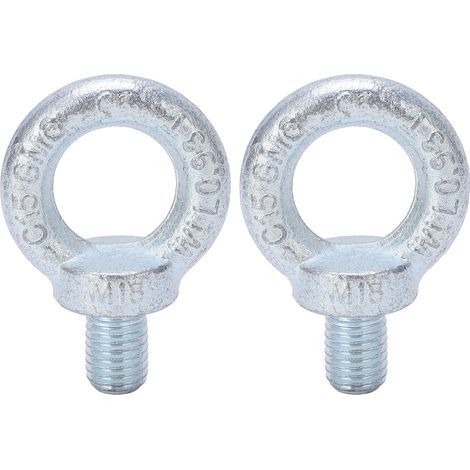Ortviai Anneaux de levage en acier au carbone galvanisé M18 – 2 pièces, filetage profond, résistant à la corrosion (1/3)