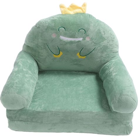 Canapé pour enfants, dessin animé dinosaure vert, pliable, poignée large, doux et respirant, chaise pour tout-petits, lecture, sommeil relaxant, 2 plis (1/5)