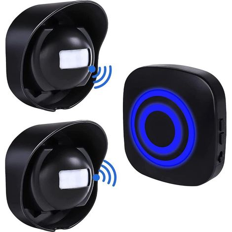 Détecteur de Mouvement Alarme noir, Sirène Détecteurs de Mouvement Infrarouge-Sensor Alarme sans Fil PIR Set Détecteur de Mouvement Deux pour un (norme européenne) (1/5)