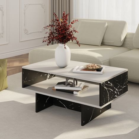 Couchtisch Mjölby 36.4x80x45 cm Weiß / Marmor schwarz [en.casa] (1/5)