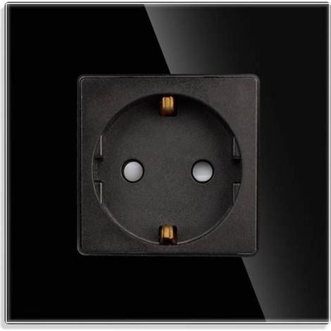 Base enchufe EU 16A  KOOB frontal cristal negro (1/4)