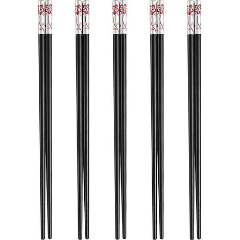 Baguettes réutilisables, lot de 5 paires de baguettes en fibre de verre, baguettes chinoises, antidérapantes, faciles à utiliser (1/5)