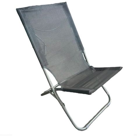 TrAdE Shop Traesio - Spiaggina In Textilene Grigia Pieghevole Sedia Per Mare Campeggio 57x47x72cm 281052 - (1/3)