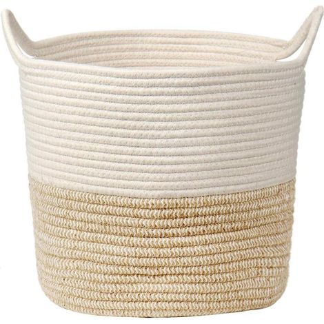 Baumwoll Wäschekorb Seil Aufbewahrungskorb Geflochten Spielzeug Baby Bad 30x30cm (1/5)