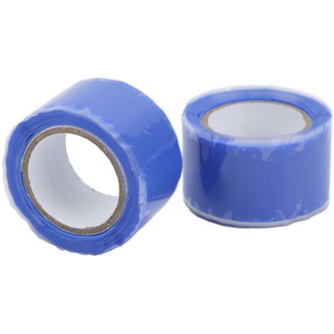 Cinta de silicona autoadhesiva impermeable de 2 piezas para reparar tuberías y tuberías de agua azul (1/5)