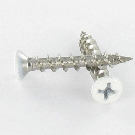 Vis PVC Inox A2 Tête fraisée bombée TFB Phillips 4.2X25 Laqué blanc RAL9010 blanc pur-1 pièce