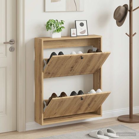 vidaXL Wall-Mounted Shoe Cabinet EDE 71 x 17 x 86 cm Engineered Wood (1/5)