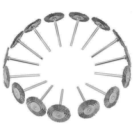 Ortviai Brosse à Fils d'Acier Mini pour Meuleuse Rotative – 15 Pièces, Tige 3 mm, Diamètre 25 mm (1/5)
