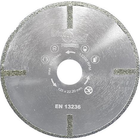 Diamwood – Disque diamant 125 mm pour meuleuse – Alésage 22,23 mm – Jante continue pour coupe précise verre et marbre – Hauteur 5 mm, épaisseur 2 mm (1/3)