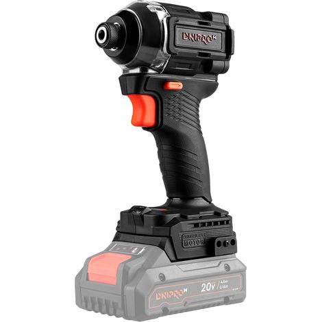 Dnipro-M Atornillador de Impacto a Batería 20V Sin Escobillas, 180 Nm, Hexagonal 1/4", Compacto 1,1 kg - DTD-201BC + Batería 2.0Ah + Cargador (1/5)