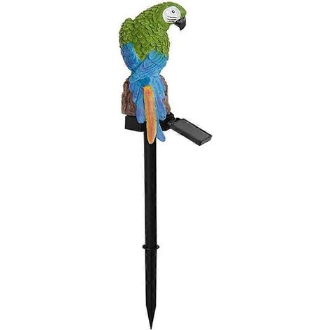Lampe solaire de jardin étanche en forme de perroquet avec capteur de lumière, verte, pour la décoration extérieure. (1/4)