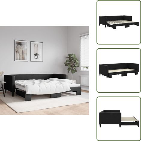 Sofa-Bett - vidaXL Tagesbett Ausziehbar Schwarz 90x200 cm Stoff - Stoffbett (1/5)