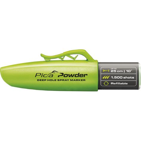 Pica 2020 Spraymarker Powder, Markierungsspray Bohrlochmarker Kreidespray + präzise Markierung + nachfüllbar, Kreide grün ab 3 mm 360° Sprüharm