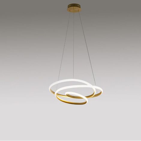 Lampada a sospensione Diva S/P in alluminio Oro Spazzolato, LED 42W 2400lm 3000K, Dimmerabile taglio fase e push - Gea Luce (1/5)