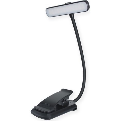 Lampe de lecture LED à pince, 5 niveaux de luminosité réglables, 3 modes de température de couleur, bras de lampe flexible à 360°. (1/5)