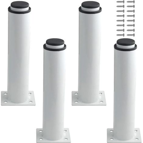 4er-Set Möbelfüße – Verstellbare Stabilität – Robuster, weiß lackierter Stahl – Für Tisch, Bett, Sofa, Kleiderschrank – Höhe 18 cm bis 30 cm (1/5)