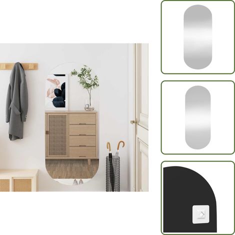 Miroir mural 40x90 cm Verre Ovale - Miroir Mural - Miroir Ovale - Miroir Décoration - Miroir Salle De Bain - Miroir Argenté