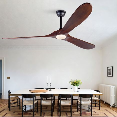 Ventilatore da soffitto con luce 70 pollici, 3 pale in legno, LED dimmerabile, telecomando OKMYHOME (1/5)