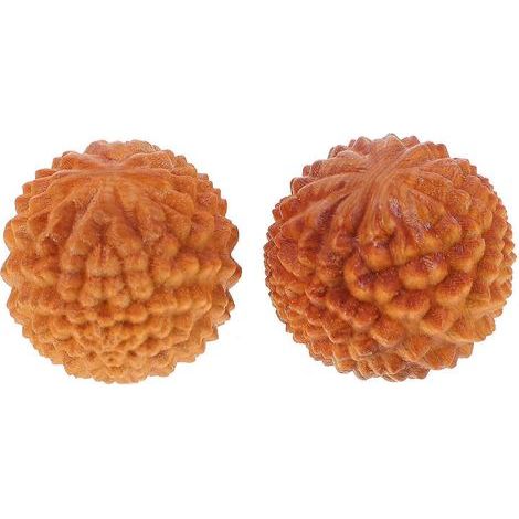 Set mit 2 durianförmigen Handmassagebällen aus Holz – 4,00 x 4,00 x 4,00 cm – Gelb (1/4)