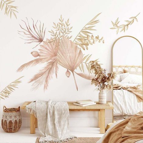 Stickers muraux feuille de palmier autocollants décoratifs – Amovibles et imperméables – Pour murs, fenêtres et meubles – Décoration tropicale