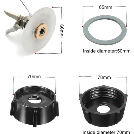 Ortviai Pièces détachées pour mixeur Oster – Couteau en acier inoxydable, joint d’étanchéité et base inférieure (1/4)