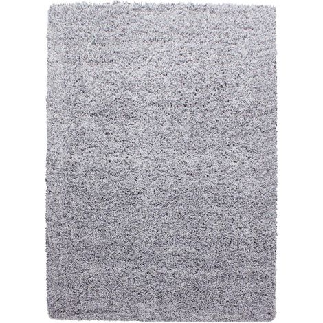 Tapis poils longs shaggy 240x340 gris tissé rectangle motif uni UNI L (1/5)