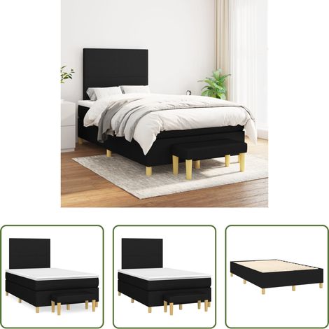 vidaXL Kopfteil - Boxspringbett mit Matratze Schwarz 120x200 cm Stoff (1/5)