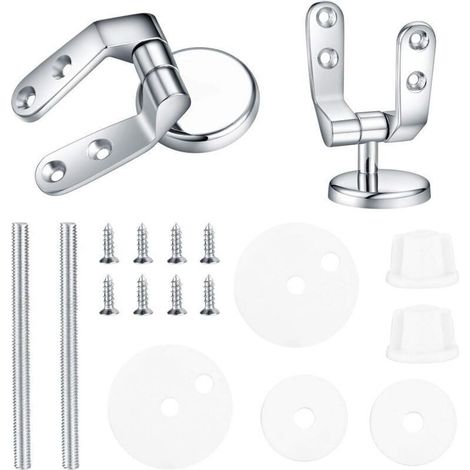 Charniere Abattant WC, Kit Fixations Remplacement pour WC Abattant, Charnière WC Fixations, pour Sièges de Toilette en Résine de Bois - 2 Pcs (1/4)