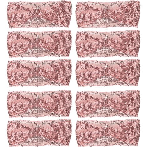 Lot de 10 sangles élastiques décoratives pour chaise, avec cercle ajustable, couleur or rose, idéales pour les fêtes et événements. (1/5)