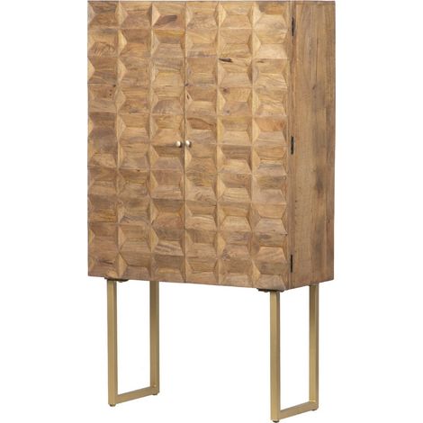 Meuble haut avec poignée en bois et métal 88 x 40 x 160 cm (1/2)