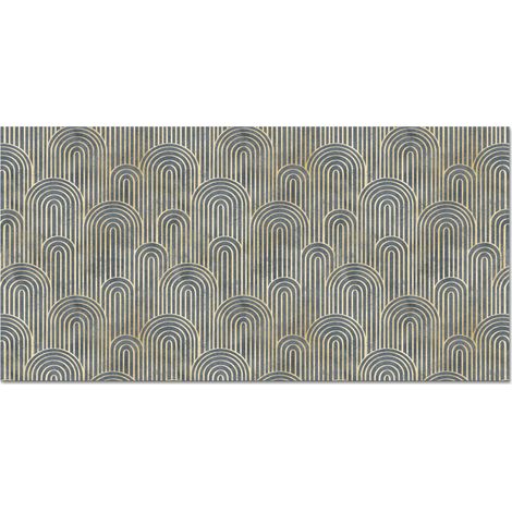 PARASCHIZZI DA CUCINA Linee stratificate in blu profondo e oro creano un ritmo grafico e lussuoso. Un design che unisce forza ed eleganza in perfetta armonia. 60x30 cm (1/5)