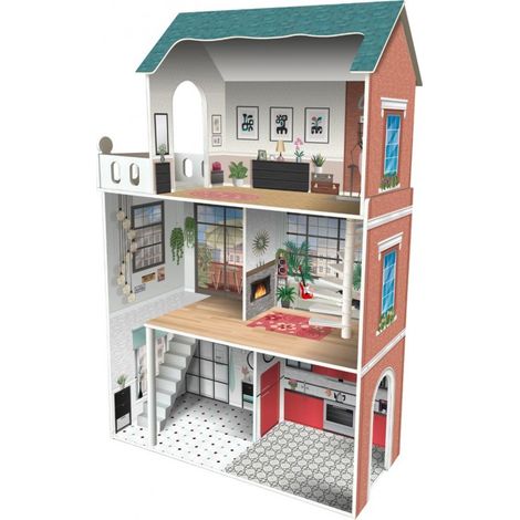 Maison de poupée en bois à 3 étages deqube D00181 (1/5)