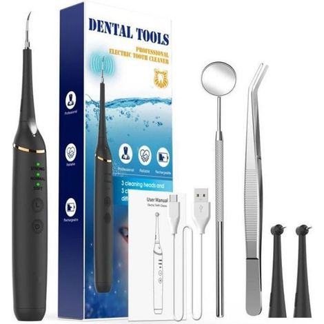 Grattoir À Tartre Électrique - 3 Têtes De Nettoyage - Batterie Rechargeable 250 mAh - IPX6 Étanche - Pour Soins Dentaires Domestiques - 1 Pièce (1/4)