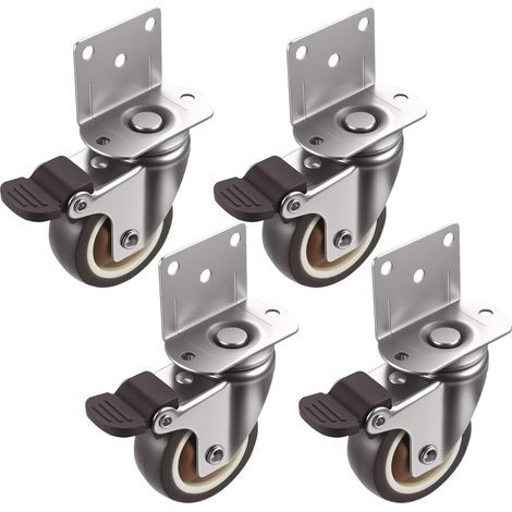 4 Pcs Petites Roulettes Pivotantes pour Meubles, roulettes pour meubles de 50 mm, roulette meuble 360° avec freins, roulette de transport pour tables, étagères, capacité de charge jusqu'à 120 kg (1/5)